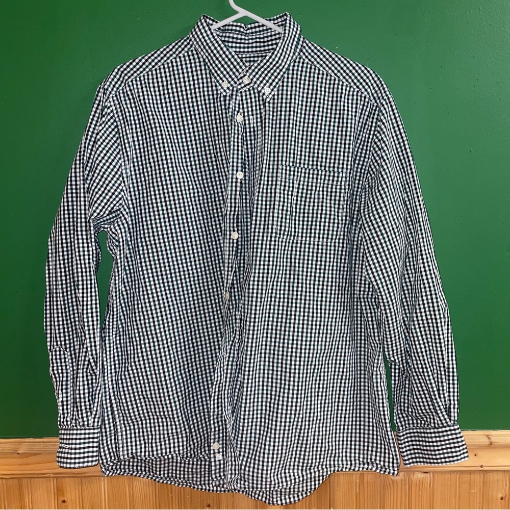 Tricots St Raphael Men’s XL Blue/Black Gingham Button-Down Shirt
